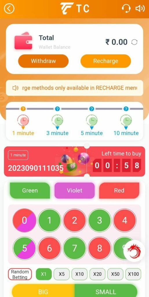 TC lottery App Colour Prediction Game